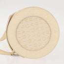 BVLGARI Logo Mania Shoulder Bag Canvas Beige Silver Auth hk3003-5