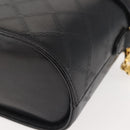 Gianni Versace Vanity Hand Bag Leather 2way Black Gold Auth hk3006-16