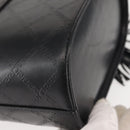 Gianni Versace Vanity Hand Bag Leather 2way Black Gold Auth hk3006-17