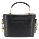 Gianni Versace Vanity Hand Bag Leather 2way Black Gold Auth hk3006-2