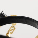 Gianni Versace Vanity Hand Bag Leather 2way Black Gold Auth hk3006-14