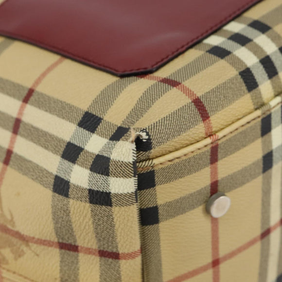 BURBERRY Nova Check Shoulder Bag PVC Beige Auth hk3007