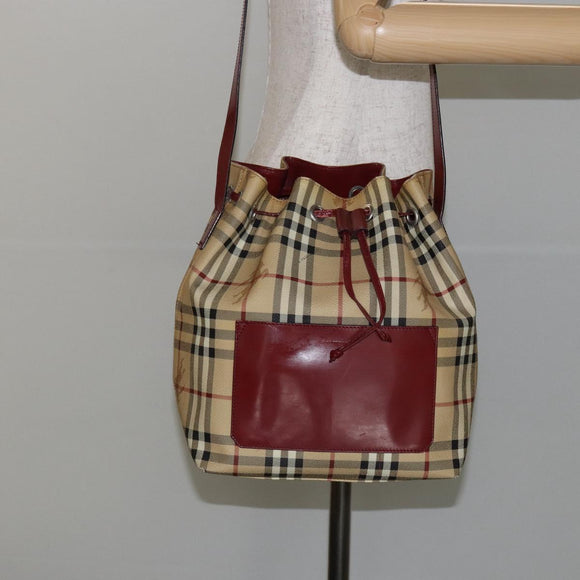 BURBERRY Nova Check Shoulder Bag PVC Beige Auth hk3007