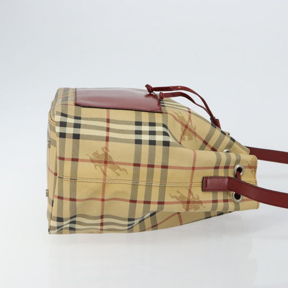 BURBERRY Nova Check Shoulder Bag PVC Beige Auth hk3007