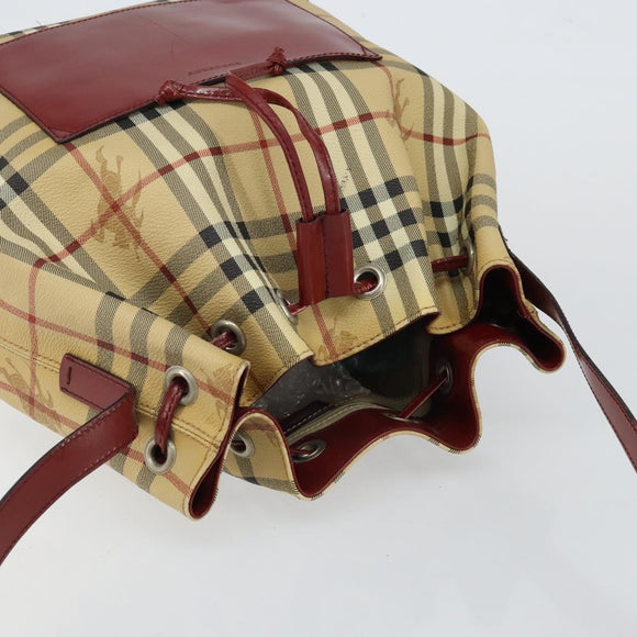 BURBERRY Nova Check Shoulder Bag PVC Beige Auth hk3007