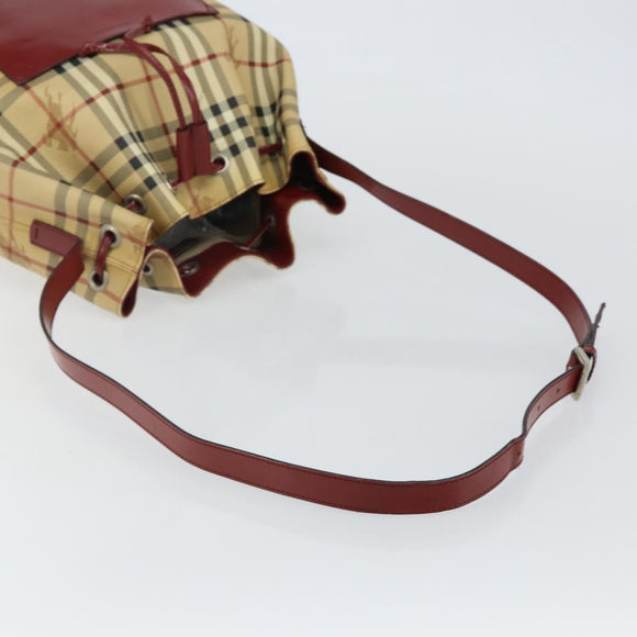 BURBERRY Nova Check Shoulder Bag PVC Beige Auth hk3007