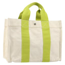 HERMES Bora Bora PM Tote Bag Canvas White Silver Auth hk3008-1