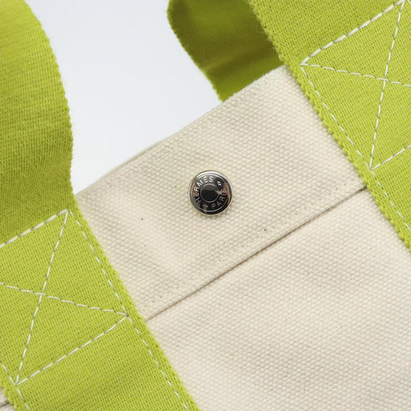 HERMES Bora Bora PM Tote Bag Canvas White Silver Auth hk3008