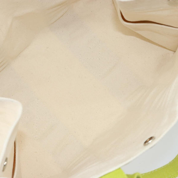 HERMES Bora Bora PM Tote Bag Canvas White Silver Auth hk3008