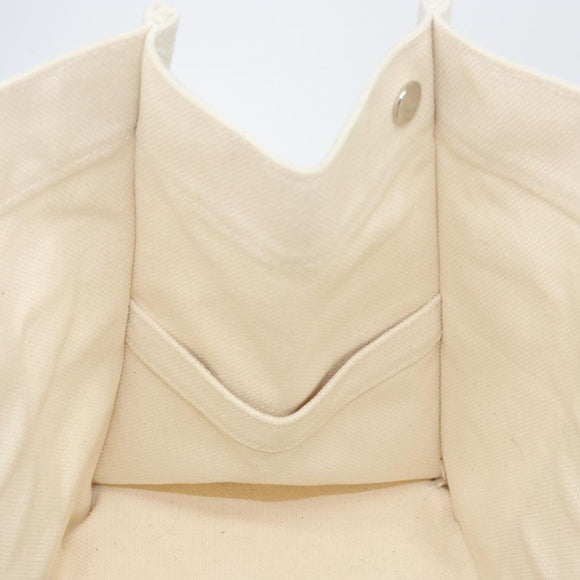 HERMES Bora Bora PM Tote Bag Canvas White Silver Auth hk3008