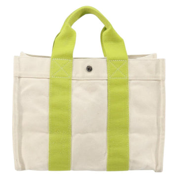 HERMES Bora Bora PM Tote Bag Canvas White Silver Auth hk3008 - 0