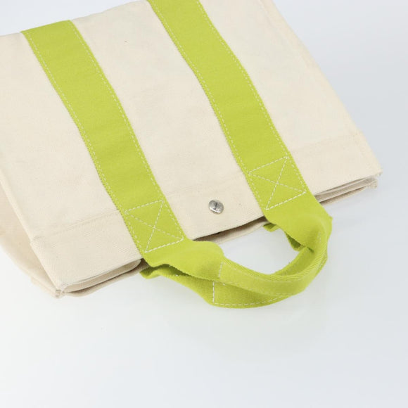 HERMES Bora Bora PM Tote Bag Canvas White Silver Auth hk3008