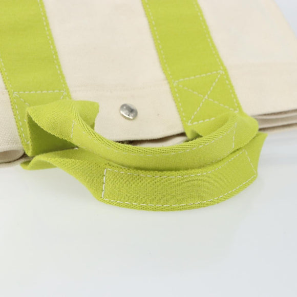 HERMES Bora Bora PM Tote Bag Canvas White Silver Auth hk3008