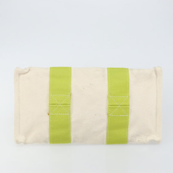 HERMES Bora Bora PM Tote Bag Canvas White Silver Auth hk3008