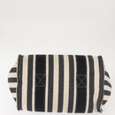 HERMES Cannes PM Hand Bag Canvas White Black Auth hk3009-6