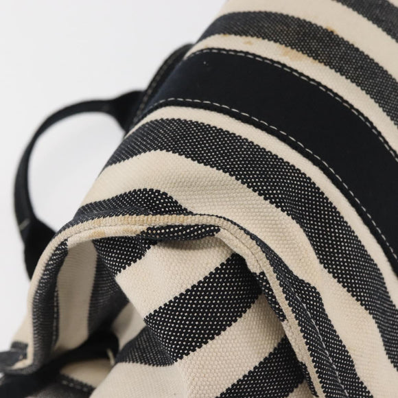 HERMES Cannes PM Hand Bag Canvas White Black Auth hk3009