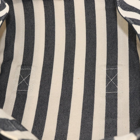 HERMES Cannes PM Hand Bag Canvas White Black Auth hk3009