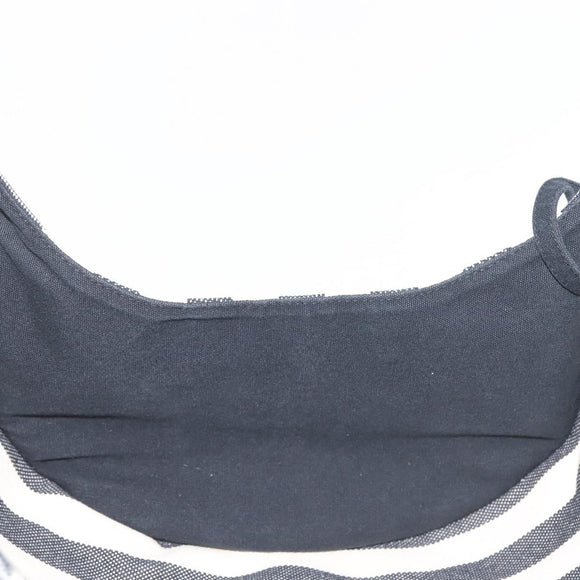 HERMES Cannes PM Hand Bag Canvas White Black Auth hk3009