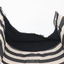 HERMES Cannes PM Hand Bag Canvas White Black Auth hk3009-18