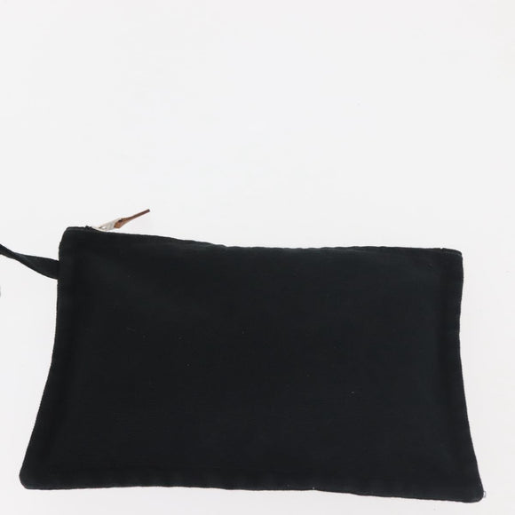 HERMES Cannes PM Hand Bag Canvas White Black Auth hk3009