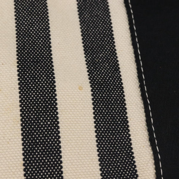 HERMES Cannes PM Hand Bag Canvas White Black Auth hk3009