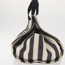 HERMES Cannes PM Hand Bag Canvas White Black Auth hk3009-4