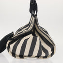 HERMES Cannes PM Hand Bag Canvas White Black Auth hk3009-5