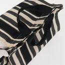 HERMES Cannes PM Hand Bag Canvas White Black Auth hk3009-7