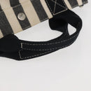 HERMES Cannes PM Hand Bag Canvas White Black Auth hk3009-8