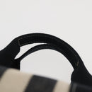 HERMES Cannes PM Hand Bag Canvas White Black Auth hk3009-9