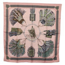 HERMES Carre 90 Scarf ""CUIRS DU DESERT"" Silk Pink Auth hk3011-1