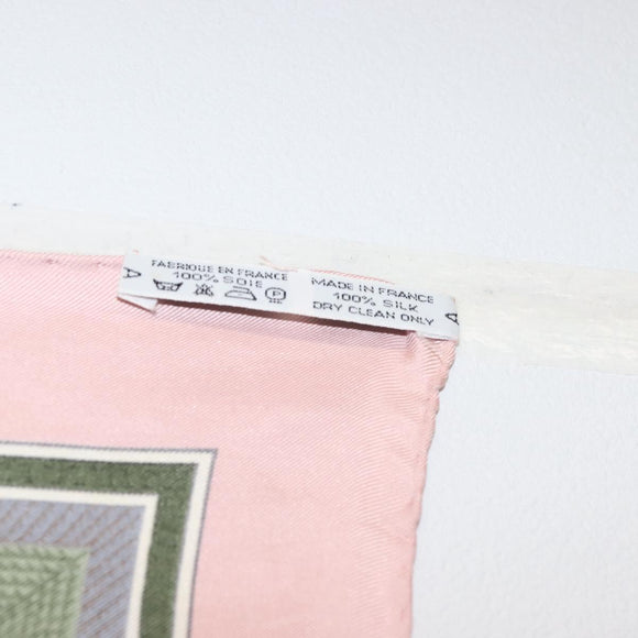 HERMES Carre 90 Scarf ""CUIRS DU DESERT"" Silk Pink Auth hk3011