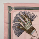HERMES Carre 90 Scarf ""CUIRS DU DESERT"" Silk Pink Auth hk3011-2