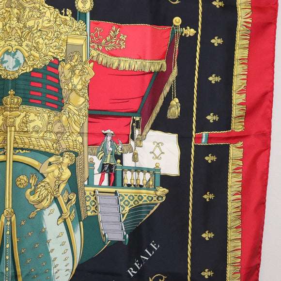 HERMES Carre 90 Scarf ""VUE DU CAROSSE DE LA GALERE LA REALE "" Silk Auth hk3012