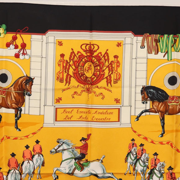 HERMES Carre 90 Scarf ""Real Escuela Andaluza Del Arte Ecuestre "" Auth hk3013