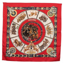 HERMES Carre 90 Scarf ""CHEVAUX DE TRAIT "" Silk Red Auth hk3015-1