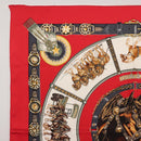 HERMES Carre 90 Scarf ""CHEVAUX DE TRAIT "" Silk Red Auth hk3015-2