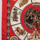 HERMES Carre 90 Scarf ""CHEVAUX DE TRAIT "" Silk Red Auth hk3015-5