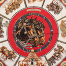 HERMES Carre 90 Scarf ""CHEVAUX DE TRAIT "" Silk Red Auth hk3015-6
