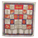 HERMES Carre 90 Scarf ""TORANA"" Silk White Auth hk3016-1