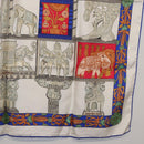 HERMES Carre 90 Scarf ""TORANA"" Silk White Auth hk3016-10