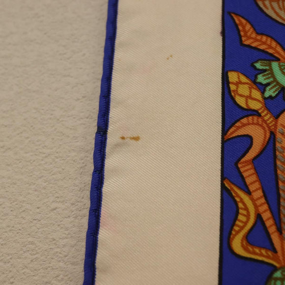 HERMES Carre 90 Scarf ""TORANA"" Silk White Auth hk3016