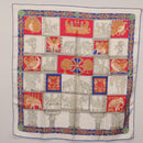 HERMES Carre 90 Scarf ""TORANA"" Silk White Auth hk3016-13