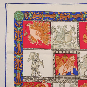 HERMES Carre 90 Scarf ""TORANA"" Silk White Auth hk3016 - 0