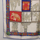 HERMES Carre 90 Scarf ""TORANA"" Silk White Auth hk3016-8