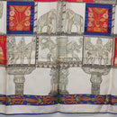 HERMES Carre 90 Scarf ""TORANA"" Silk White Auth hk3016-9