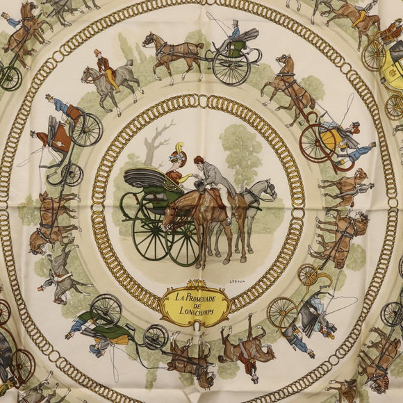 HERMES Carre 90 Scarf ""LA PROMENADE"" Silk Pink Auth hk3017