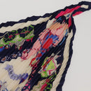 HERMES Pleated Carre 90 Scarf ""fantaisies indiennes "" Silk Navy Auth hk3018-13