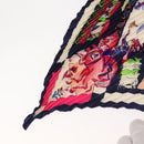 HERMES Pleated Carre 90 Scarf ""fantaisies indiennes "" Silk Navy Auth hk3018-2