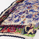 HERMES Pleated Carre 90 Scarf ""fantaisies indiennes "" Silk Navy Auth hk3018-3